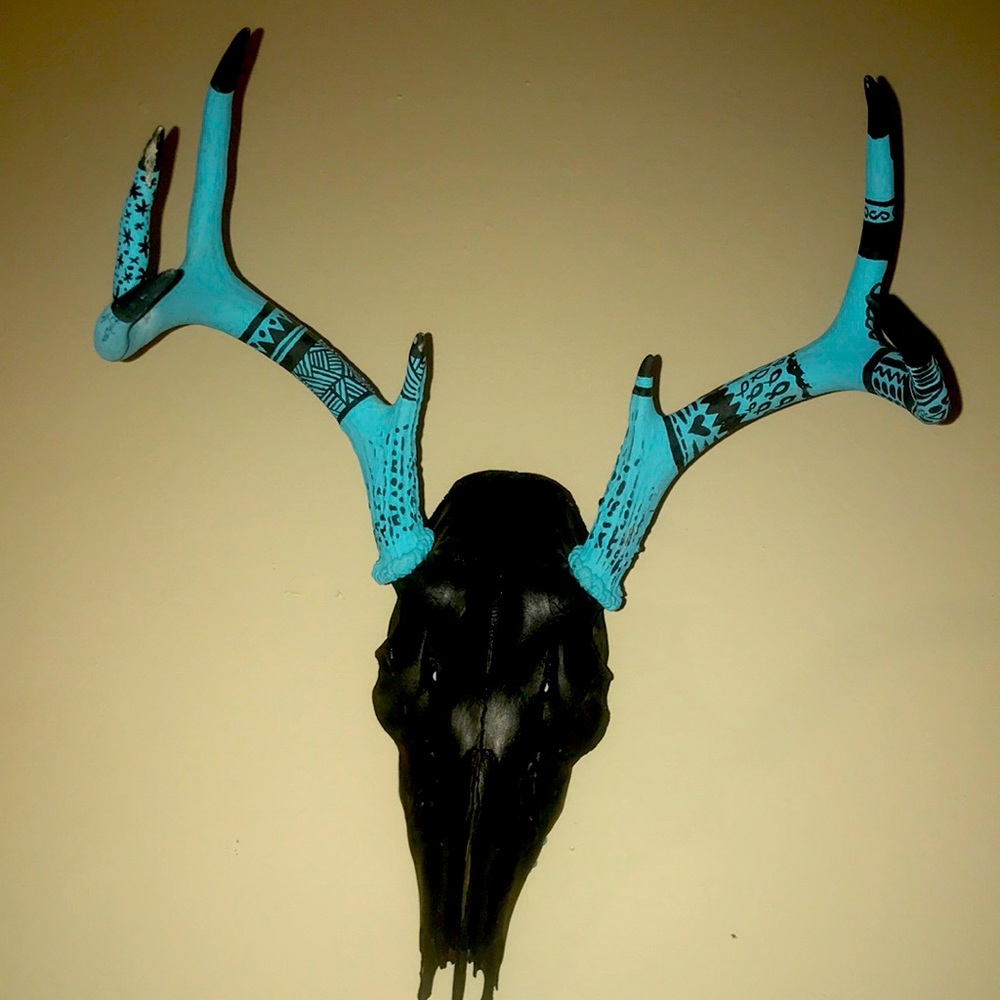 Hand painted deer skull